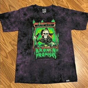 Broken Promises Control Me Purple & Black Tie Dye T-Shirt Mens Large NWOT